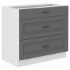 Kuchyňská skříňka Stilo DustGRWH - dolní 80 D 3S šuplíková, Dust Grey + bílá