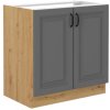 Kuchyňská skříňka Stilo DustGRAR - dolní 80 ZL 2F dřezová, Dust Grey + Artisan