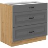 Kuchyňská skříňka Stilo DustGRAR - dolní 80 D 3S šuplíková, Dust Grey + Artisan
