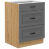 Kuchyňská skříňka Stilo DustGRAR - dolní 60 D 3S šuplíková, Dust Grey + Artisan