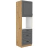 Kuchyňská skříňka Stilo DustGRAR - 60 DPS-210 3S 1F sloupek se zabudovanou troubou, šuplíkový, Dust Grey + Artisan