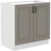 Kuchyňská skříňka Stilo ClayGRWH - dolní 80 ZL 2F dřezová, Clay Grey + bílá