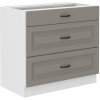 Kuchyňská skříňka Stilo ClayGRWH - dolní 80 D 3S šuplíková, Clay Grey + bílá