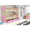 Patrová postel Riky borovice/růžová