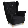 Relaxační křeslo ušák Selene K černá s krystaly