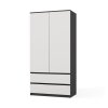 Šatní skříň Malvína 2S-90 antracit/bílá