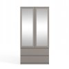 Šatní skříň Malvína 2S-90 šedá - jíl/zrcadlo