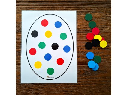 VAJÍČKO - PRIKLADANIE KOLIESOK PODĽA FARBY