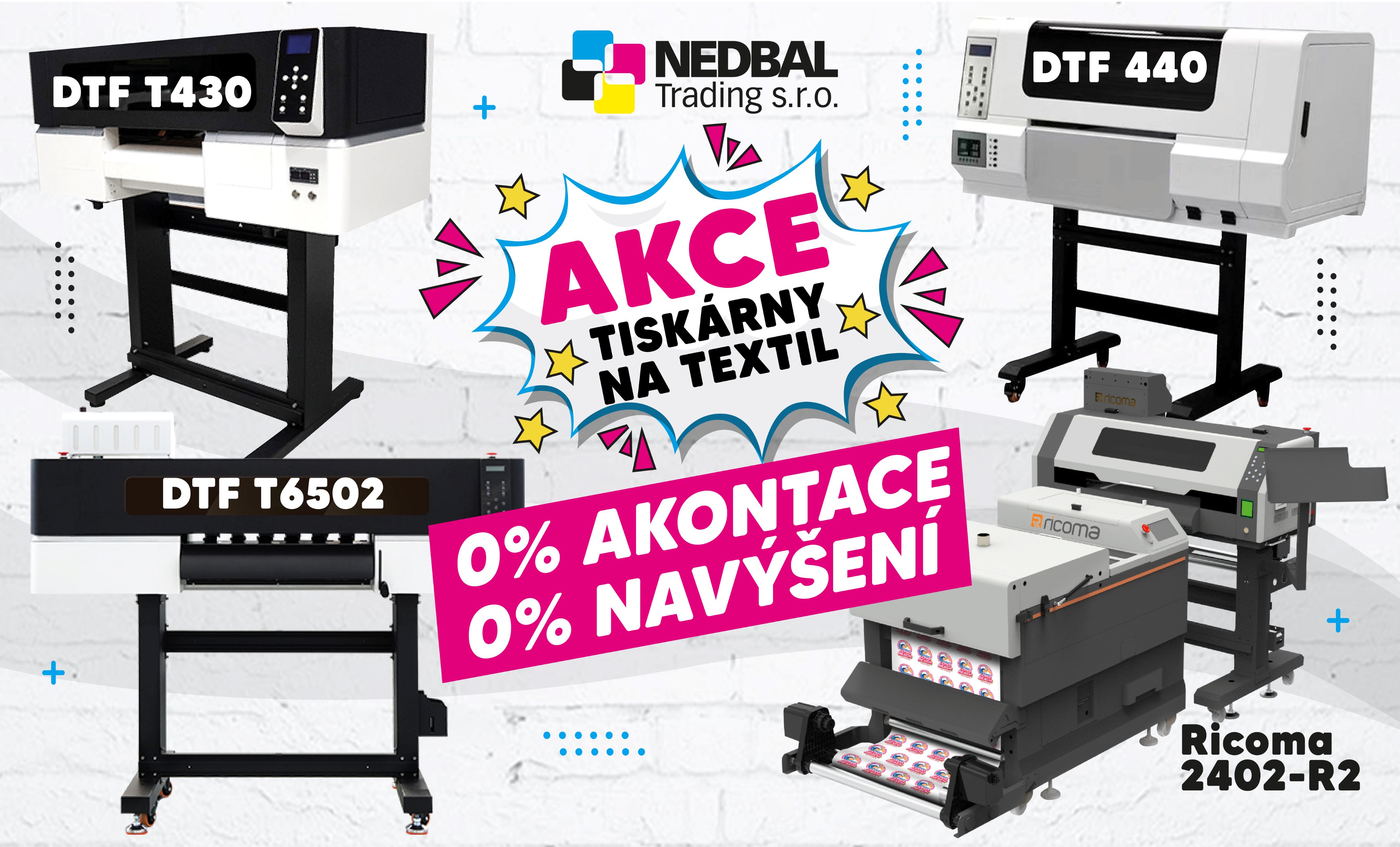 DTF tiskárny 0% akontace 0% navýšení