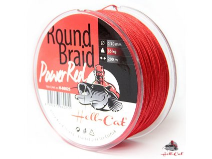 HELL-CAT SPLÉTANÁ ŠŇŮRA ROUND BRAID POWER RED 0.60mm (75kg)