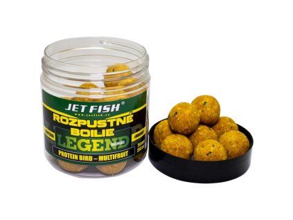 Jet Fish 250ml-24mm Legend Range - Rozpustné boilie :PROTEIN BIRD - MULTIFRUIT