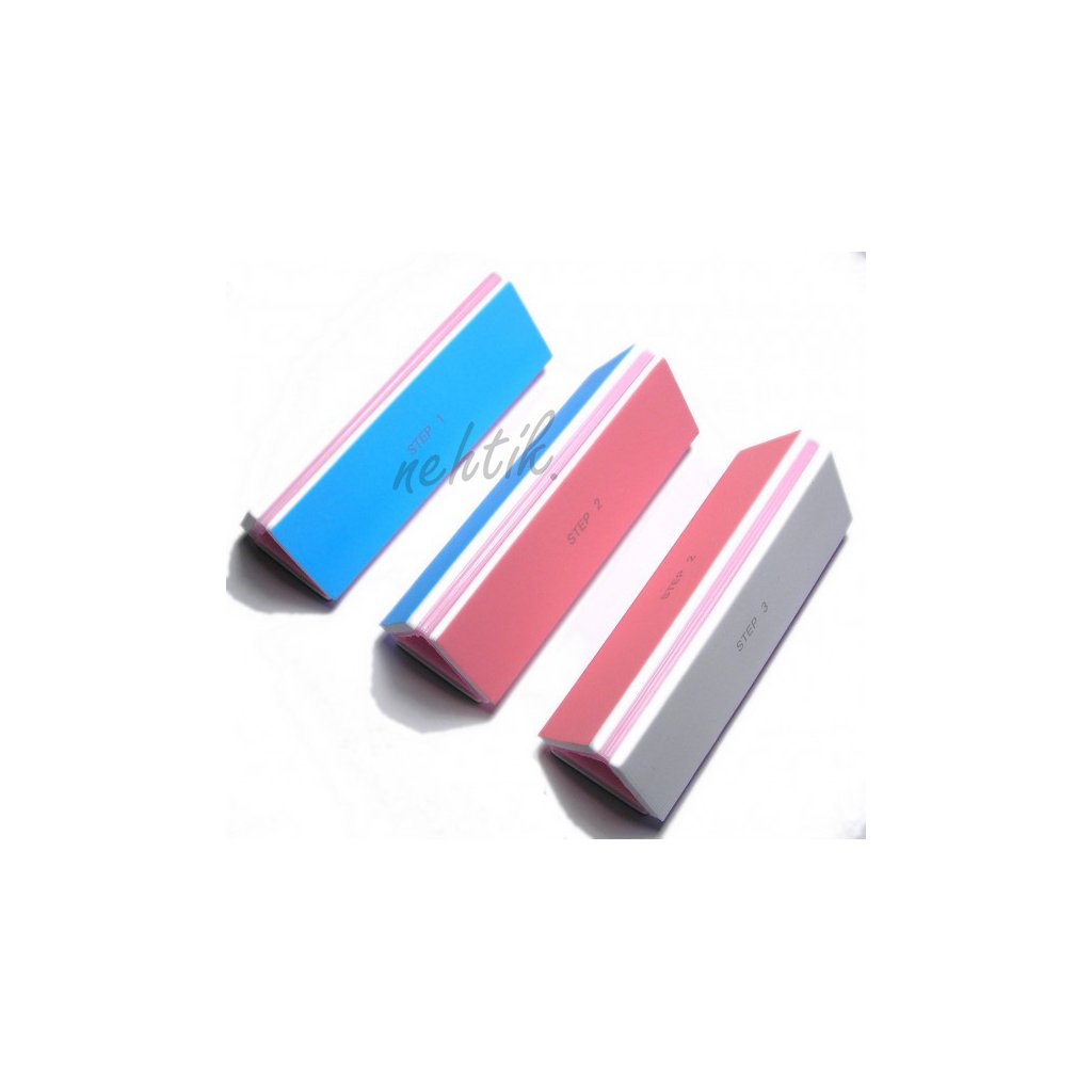 Blok na nehty třístranný modro-růžový-bílý