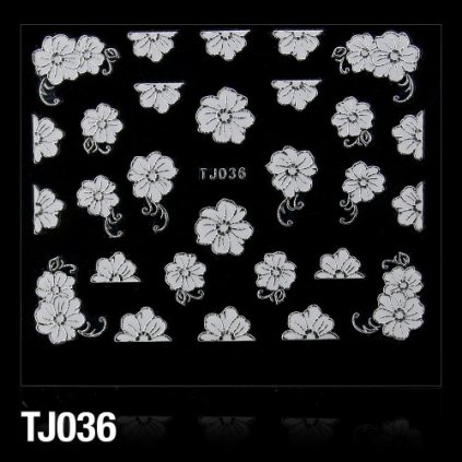 samolepky kyticky stribrne TJ036