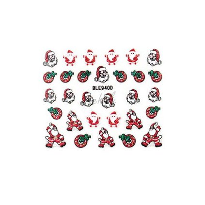 Samolepky vánoční glitrové - Nail Sticker BLE940D