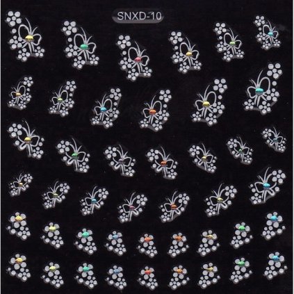 Samolepky kytička bílá + kamínek - SNXD-10
