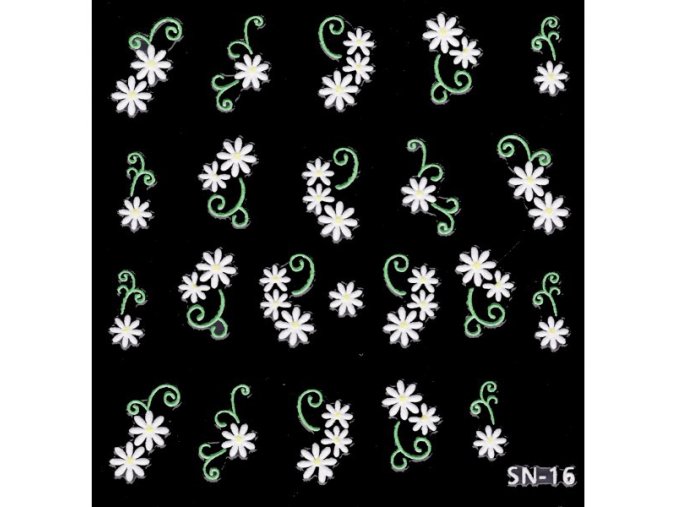 3D zeleno-bílé květy