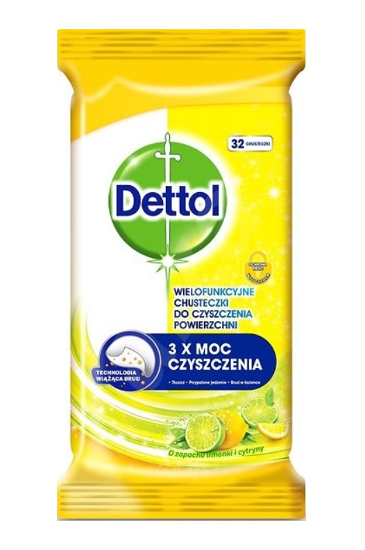 Dettol Antibakteriální vlhčené ubrousky Citron a Limeta 32ks