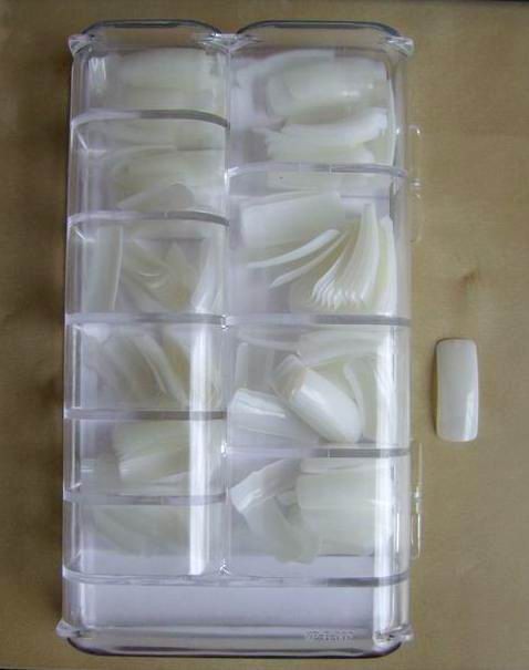 NehtyShop Tipy mléčné 200 ks + box, dlouhá plocha