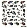 3D černé květy s barevným kamínkem