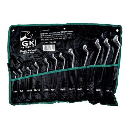 19635 gk tools sada ockovych klicu vyhnutych chrom 12 dilu 6 32 mm textilni obal