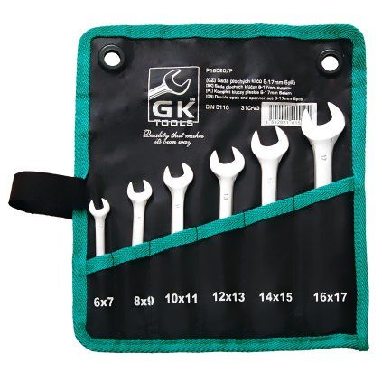 19641 gk tools sada plochych klicu chrom 6 17 mm 6 dilu textilni obal