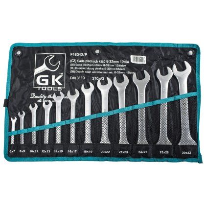 19671 gk tools sada plochych klicu matne 12 dilu 6 32 mm textilni obal