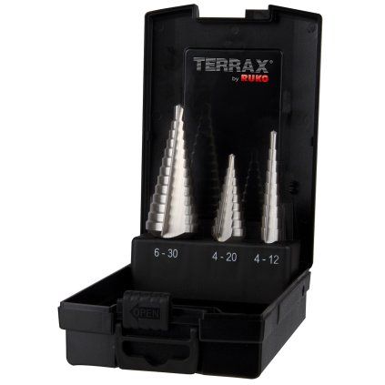 23151 ruko sada stupnovitych vrtaku do kovu terrax 4 12 4 20 6 30 mm