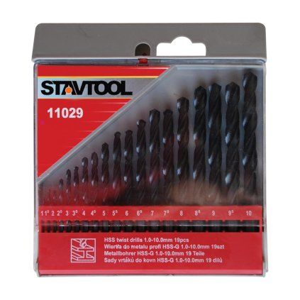 22713 stavtool sada vrtaku do kovu cerne hss r 1 10 mm 19 dilu pvc obal