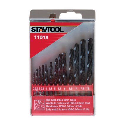 22710 stavtool sada vrtaku do kovu cerne hss r 2 8 mm 13 dilu pvc obal