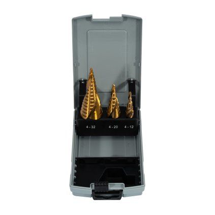 25356 xtline sada stupnovitych vrtaku hss tin 3 dily 4 32 mm plastovy obal