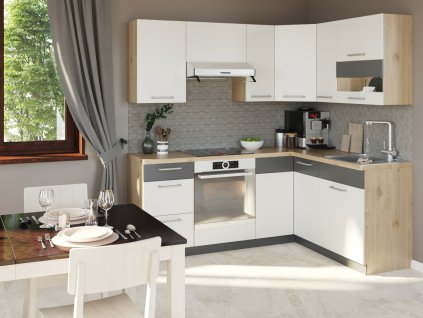 rohova kuchyne modena 195x150 cm bily lesk grafit mat img 236775 fd 99