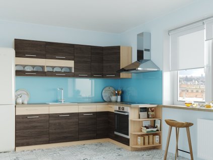 Rohová kuchyňa RUTHIN 250x170, rijeka tmavá