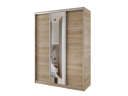 satni skrin nejby barnaba 150 cm s posuvnymi dvermi a zrcadlem dub sonoma nn 235 img la nejby na78 150z ds 8 fd 99