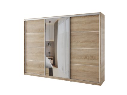 satni skrin nejby barnaba 280 cm s posuvnymi dvermi a zrcadlem dub sonoma nn 238 img la nejby na85 280z ds 7 fd 99