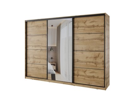 satni skrin nejby barnaba 280 cm s posuvnymi dvermi a zrcadlem dub wotan nn 238 img la nejby na85 280z dw 6 fd 99