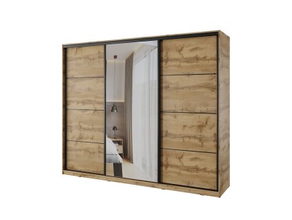 satni skrin nejby barnaba 250 cm s posuvnymi dvermi zrcadlem dub wotan nn 237 img la nejby nn237 250z dw 3 fd 99