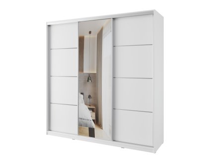 satni skrin nejby barnaba 200 cm s posuvnymi dvermi zrcadlem bila nn 236 img la nejby nn236 200z b101 9 fd 99