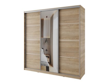 satni skrin nejby barnaba 200 cm s posuvnymi dvermi zrcadlem dub sonoma nn 236 img la nejby nn236 200z ds 8 fd 99