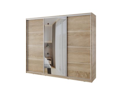 satni skrin nejby barnaba 250 cm s posuvnymi dvermi zrcadlem dub sonoma nn 237 img la nejby nn237 250z ds 8 fd 99