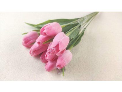 Tulipán plastový růžový, cca 43 cm  6 ks | jemně růžový plastový tulipán 43 cm pro jarní dekorace
