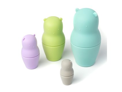 Silikonová matrjoška se 4 částmi – Medvěd, barevná