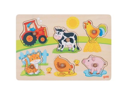 GOKI Dřevěná vkládačka Na farmě