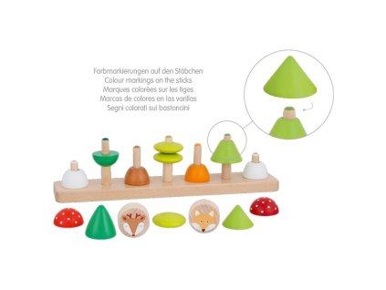 GOKI Dřevěná vkládačka - Třídění barev a tvarů – Malí lesní kamarádi