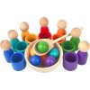 2kids toys Duhové panenky s míčky - montessori dřevěná hračka 7 barev