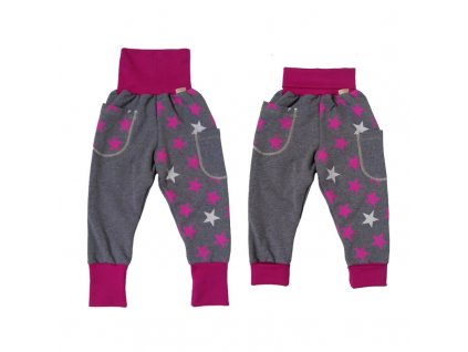 19104 detske rostouci kalhoty s kapsami grow pink star teplakovina velikost 92 [1]