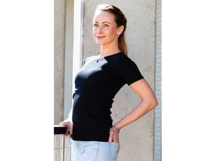 Kojicí tričko Love MERINO black (Velikost L)