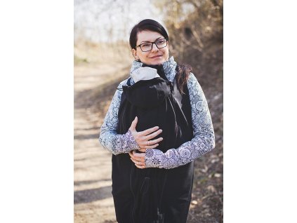 Nosící dlouhá mikina se stojáčkem - černá/černobílý ornament