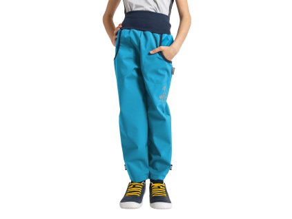 Unuo, Dětské softshellové kalhoty bez zateplení Basic, různé barvy (Velikost 98/104, Barva Ostružinová, Jednorožci)