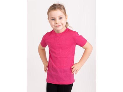 Dětské merino triko s krátkým rukávem Nature, Fuchsiová (Velikost 98/104)
