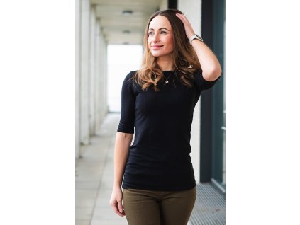 Elegantní tričko s hlubokými zády black (Velikost L)